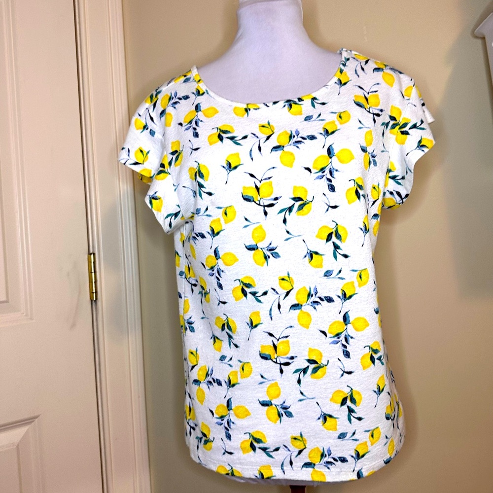 BANANA REPUBLIC LEMON KNIT CAP SLEEVE TOP SHIRT small